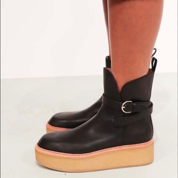 Ulla Johnson Lennox Leather Ankle-Buckle Platform Boots size 37.5 - Picture 2 of 12